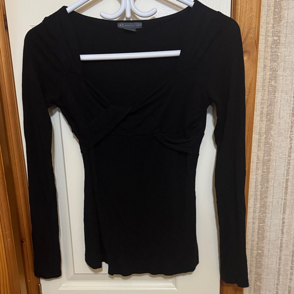 Armani Exchange Black Long Sleeve Top